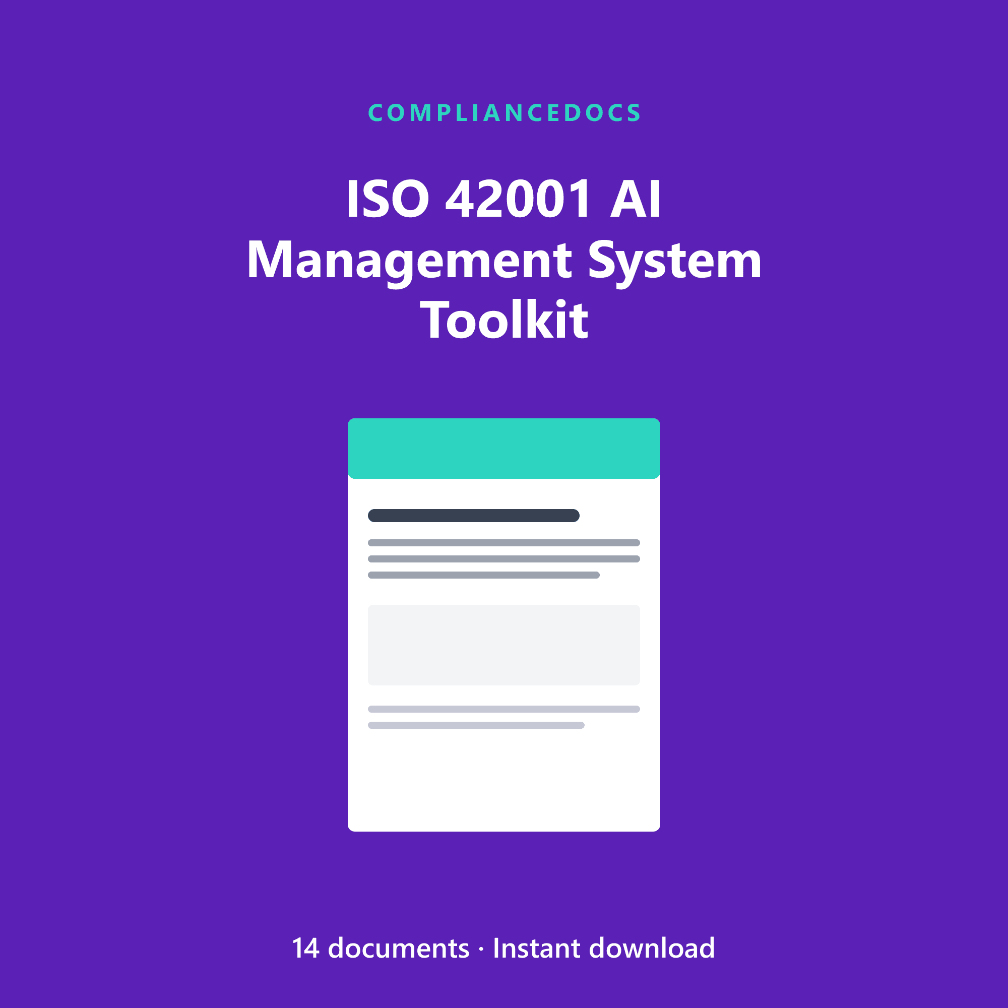 ISO 42001 AI Management System Toolkit — 14 editable ISO/IEC 42001:2023 AI Management System document templates in Word and Excel